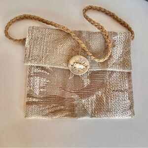 Handwoven Artisan Shoulder Bag Ceramic & Buffalo Bone Button Southwest Boho